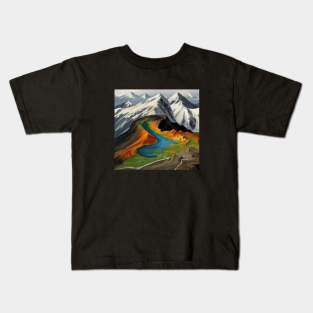 Mountain Vintage Fauna Clouds Outdoor Rock Established Kids T-Shirt